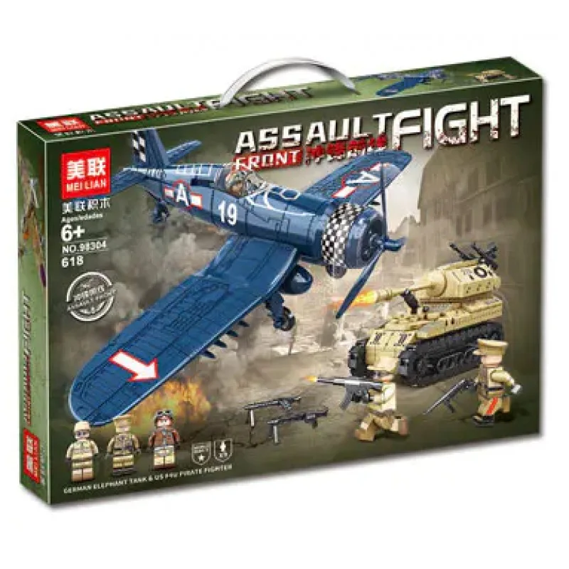 98304 MEI LIAN Немецкий танк Elephant и истребитель США F4U-1D Corsair 98304 MEI LIAN Немецкий танк Elephant и истребитель США F4U-1D Corsair