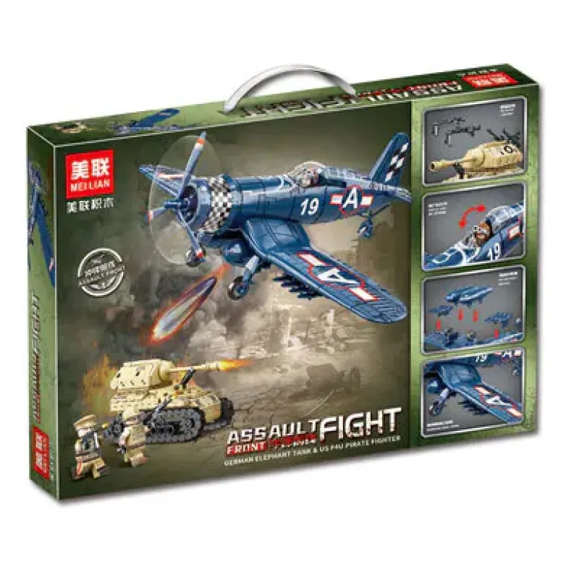 98304 MEI LIAN Немецкий танк Elephant и истребитель США F4U-1D Corsair 98304 MEI LIAN Немецкий танк Elephant и истребитель США F4U-1D Corsair