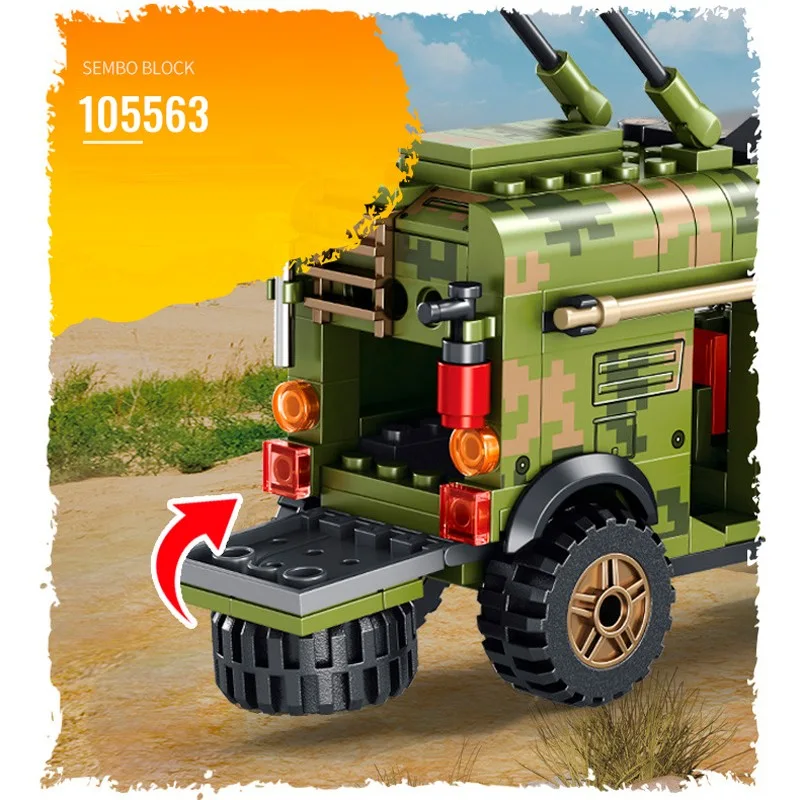 105563 Sembo Block Бронеавтомобиль Dongfeng Warrior и узел связи 105563 Sembo Block Бронеавтомобиль Dongfeng Warrior и узел связи